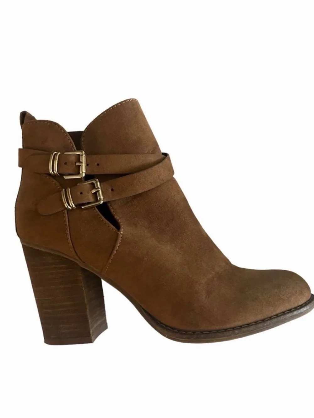 ALDO Suede Leather Buckle Ankle Booties 8 - Picture 1 of 15